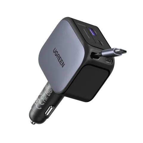Ugreen Nexode Carregador Veicular 145W com cabo USB-C retrátil