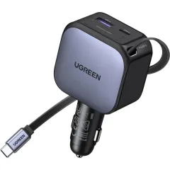 Ugreen Nexode Carregador Veicular 90W com cabo USB-C retrátil